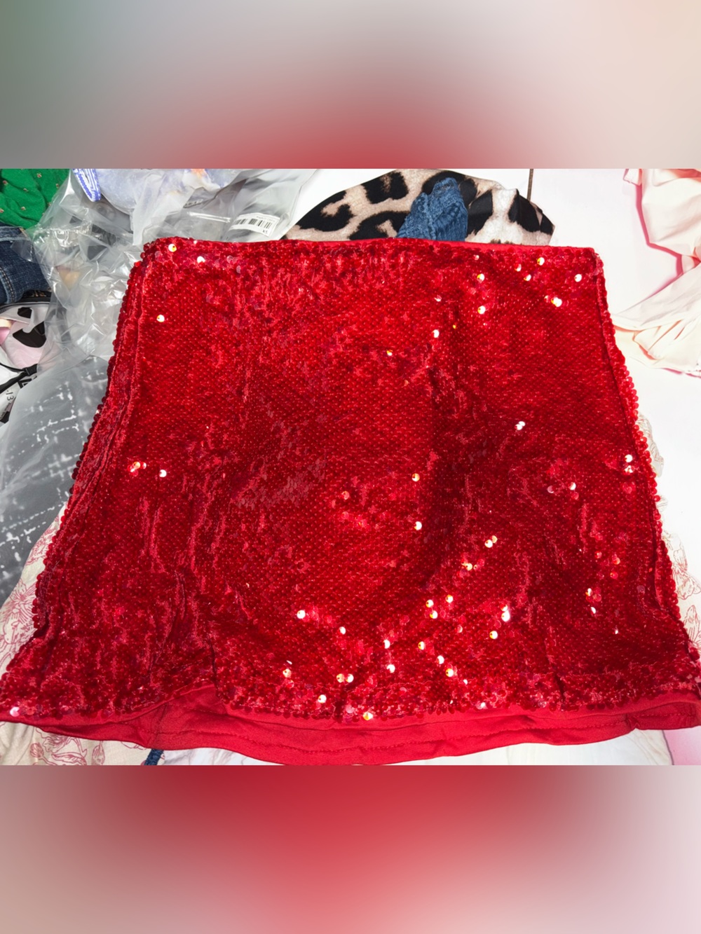 Forever 21 Red Sequin Strapless Top